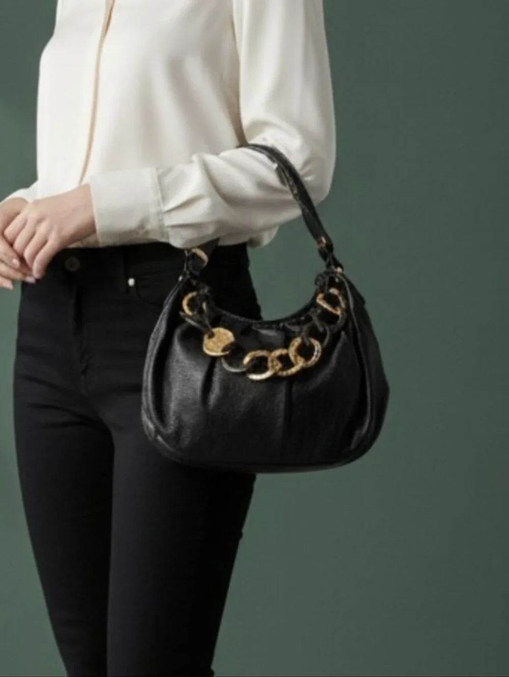 vintage Juicy Couture black leather hobo shoulder bag